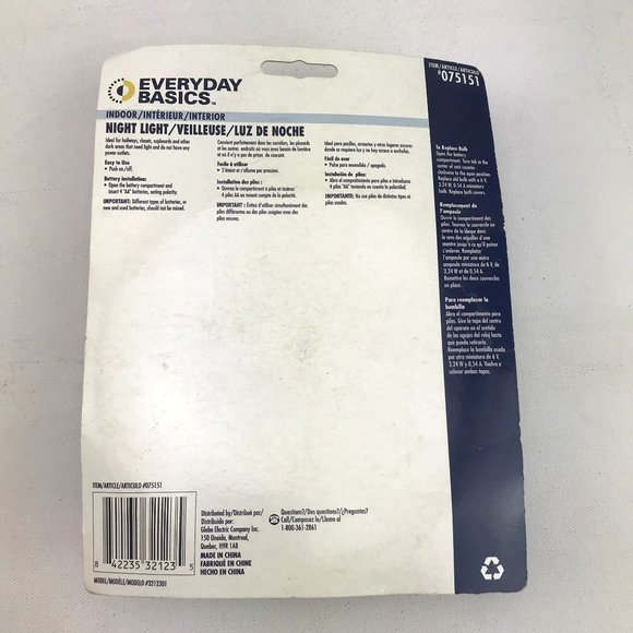 Everyday Basics Indoor Night Light Push On Off Battery Operated 075151 - Picture 2 of 3